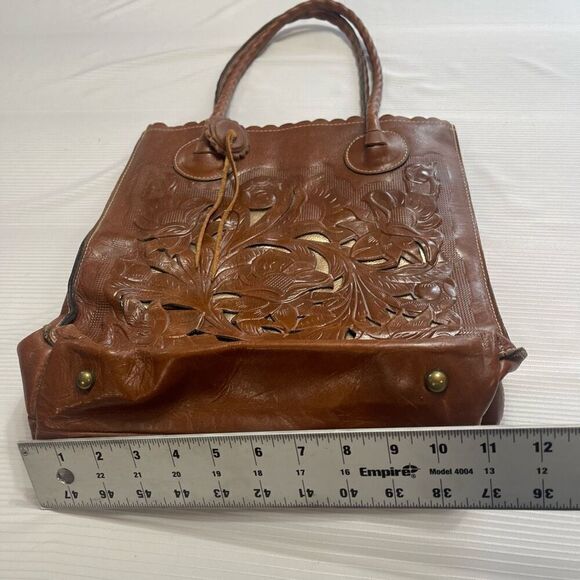Patricia Nash Brown Tooled Leather Metallic Tote Bag - Picture 4 of 10